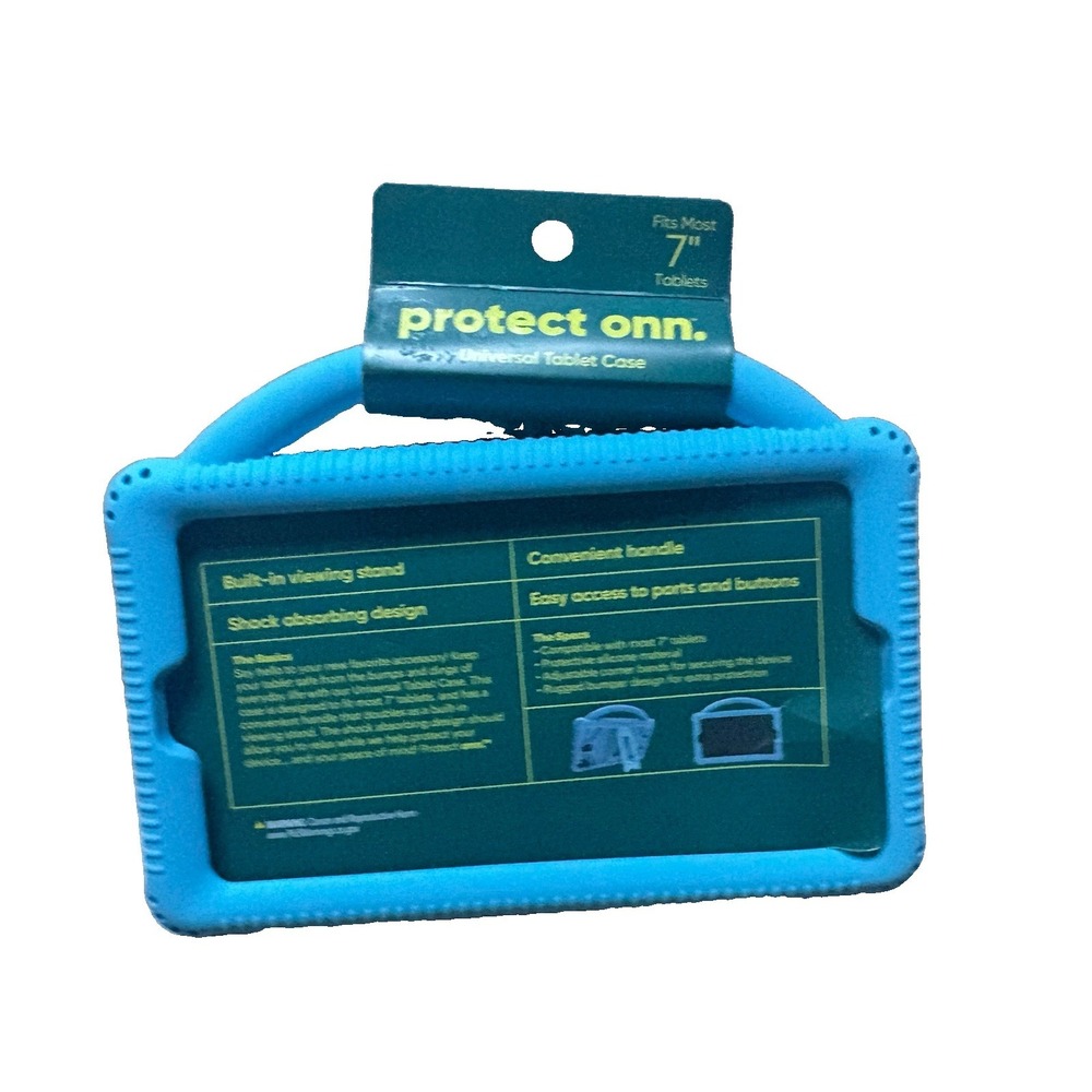Onn Protect 7" Universal Tablet Case Silicone Built-InStand Shock Absorbing Blue